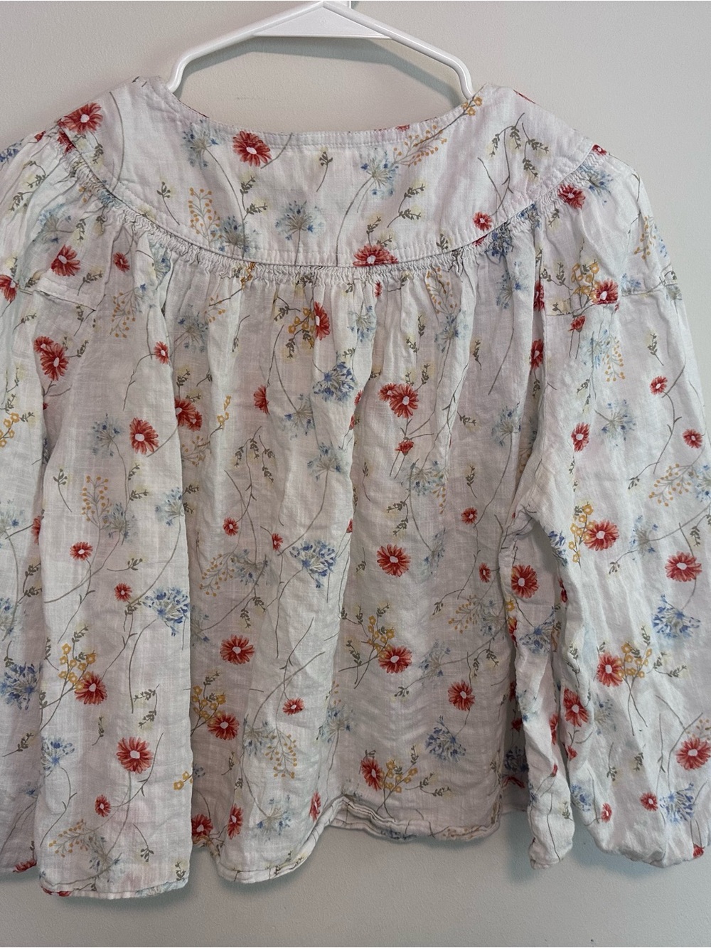 a.n.a White Floral Peasant Blouse with Red, Blue & Yellow Flowers - Picture 2 of 4